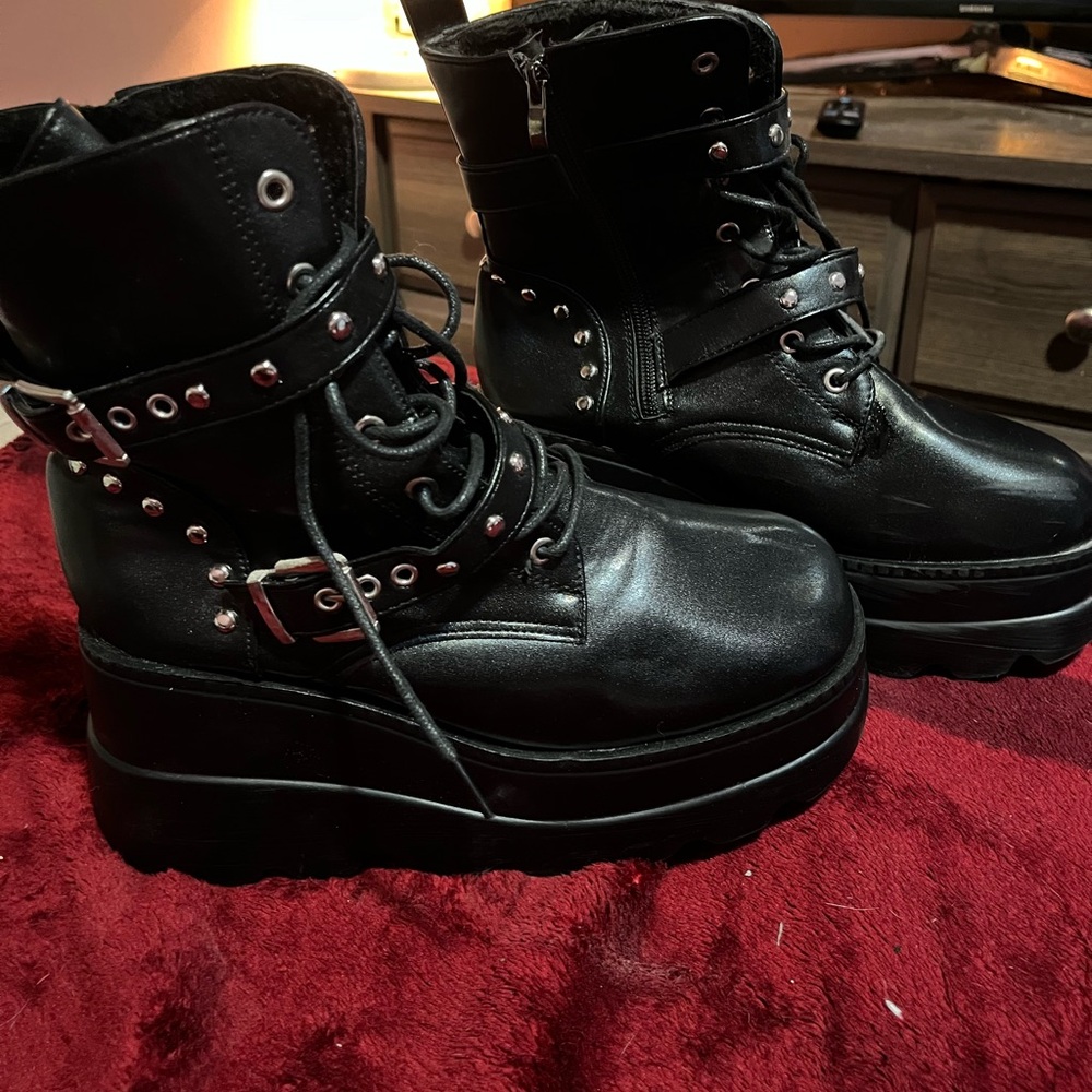 Black Platform Ankle Boots New